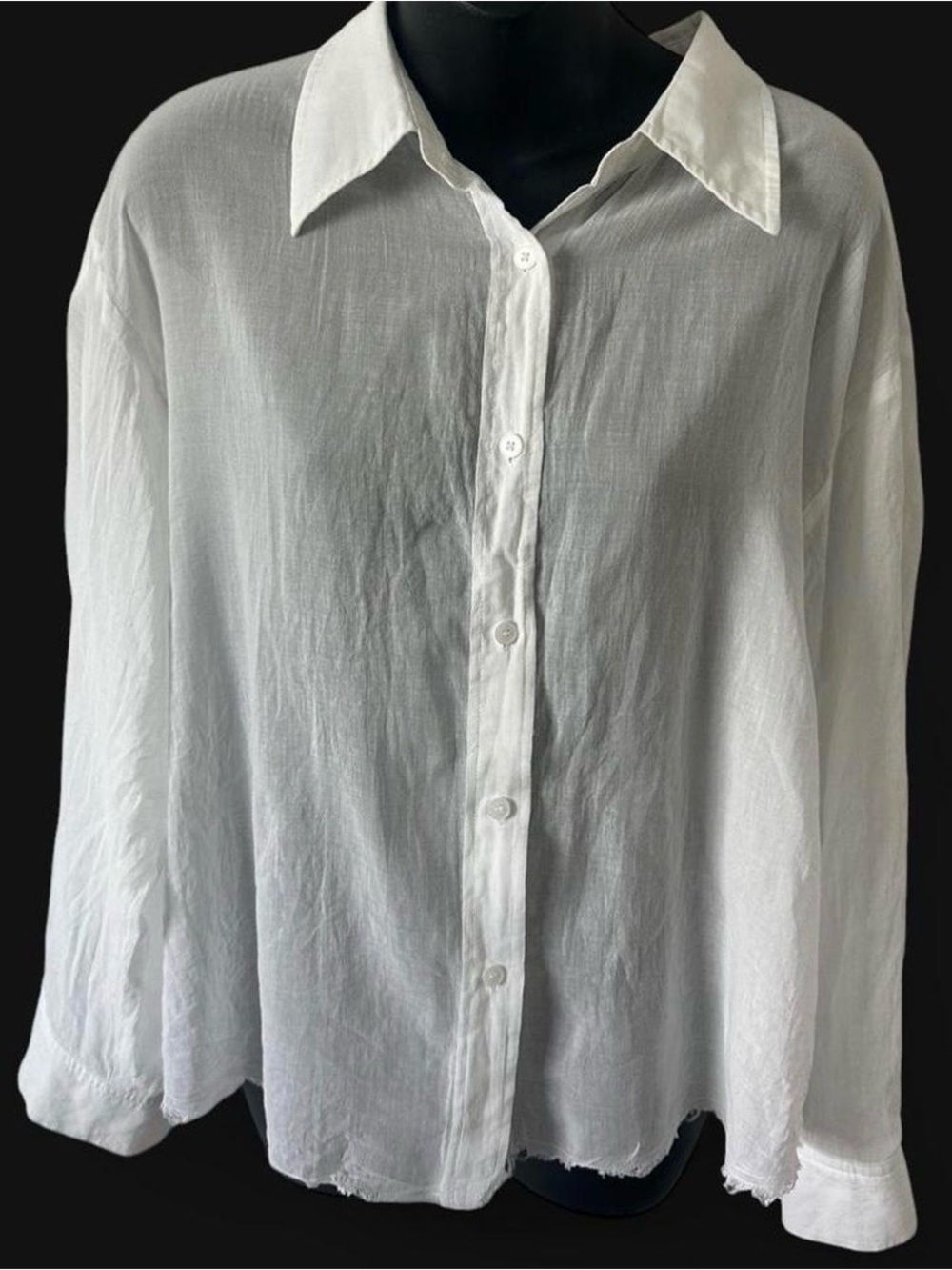 Women's White‎ Button-Down Shirt - Relaxed Linen-Blend